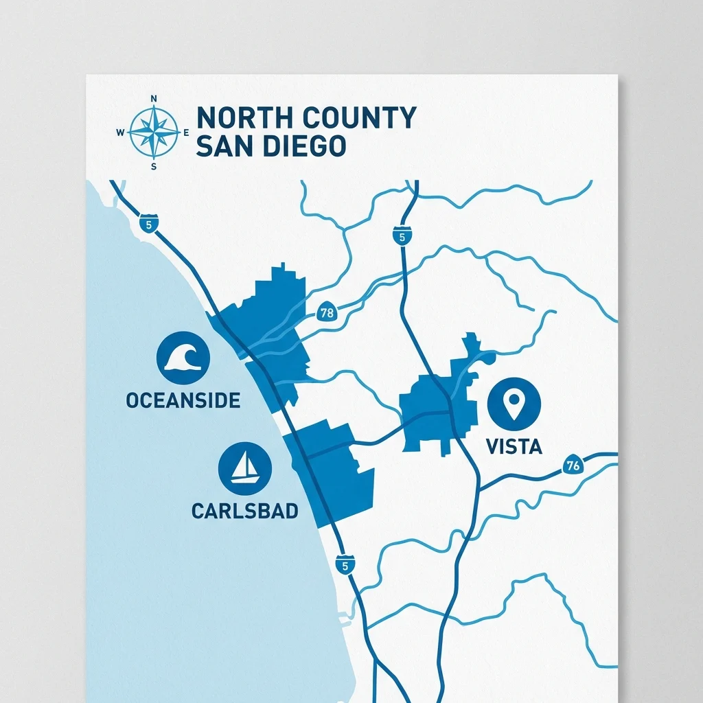 Service Area Map of North County San Diego
